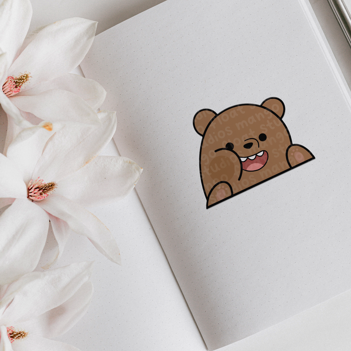 Grizz Peeking Sticker Mango Float Studios